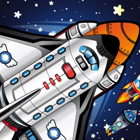 Space shuttle and rockets vector illustration