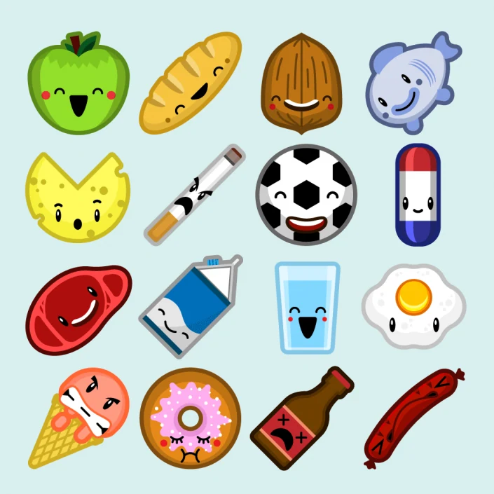 Character design for food icons Character design for food icons