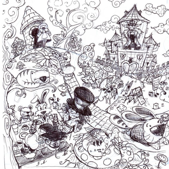 Alice adventures in Wonderland pencil sketch Alice adventures in Wonderland pencil sketch