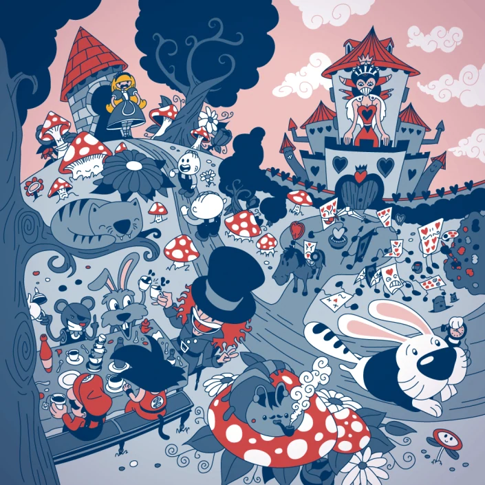 Alice adventures in Wonderland Vector Illustration Alice adventures in Wonderland Vector Illustration