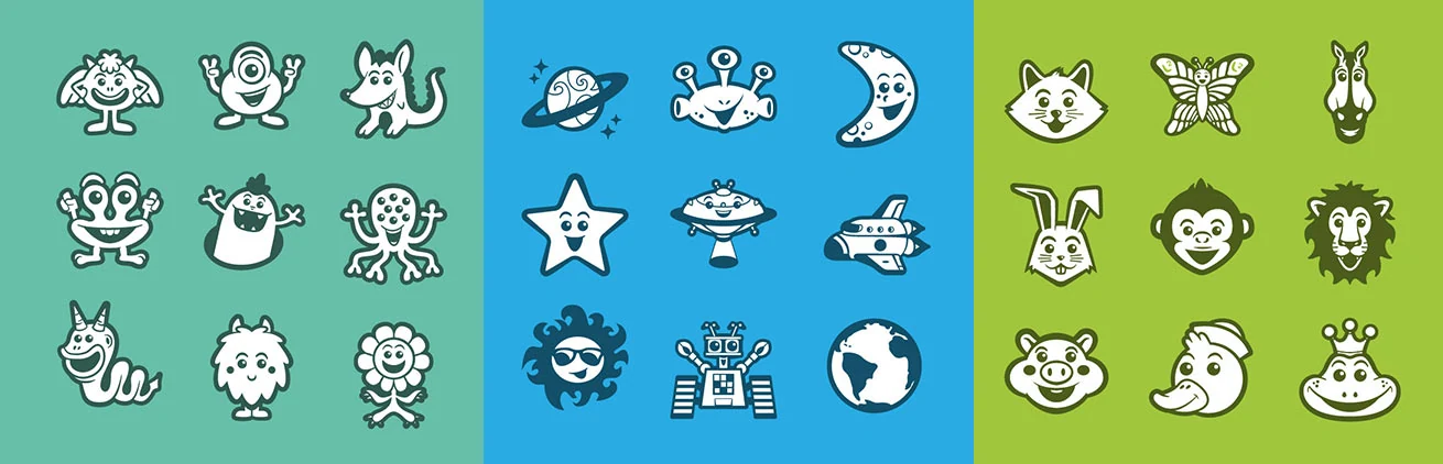 Icon set and avatar vector design
