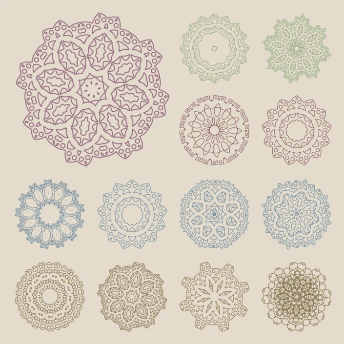 Vector retro mandala icon set design Vector retro mandala icon set design