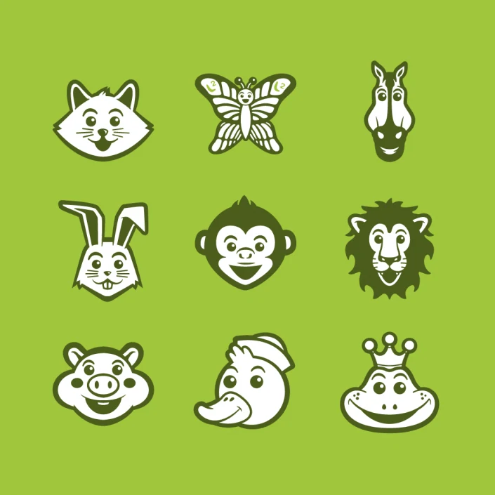 Vector cartoon animals avatars icon set design Vector cartoon animals avatars icon set design