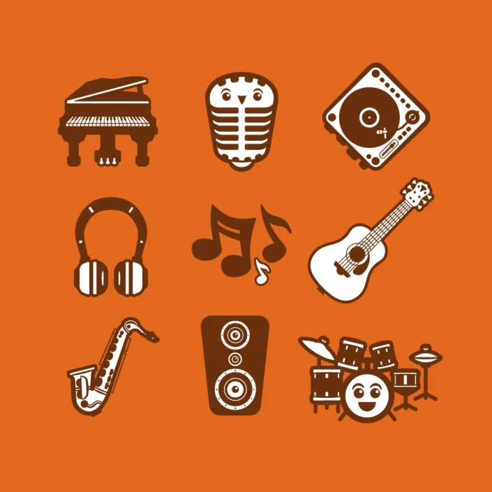 Vector cartoon music avatars icon set design Vector cartoon music avatars icon set design