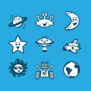 Vector cartoon space avatar icon set design
