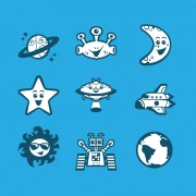 Vector cartoon space avatar icon set design