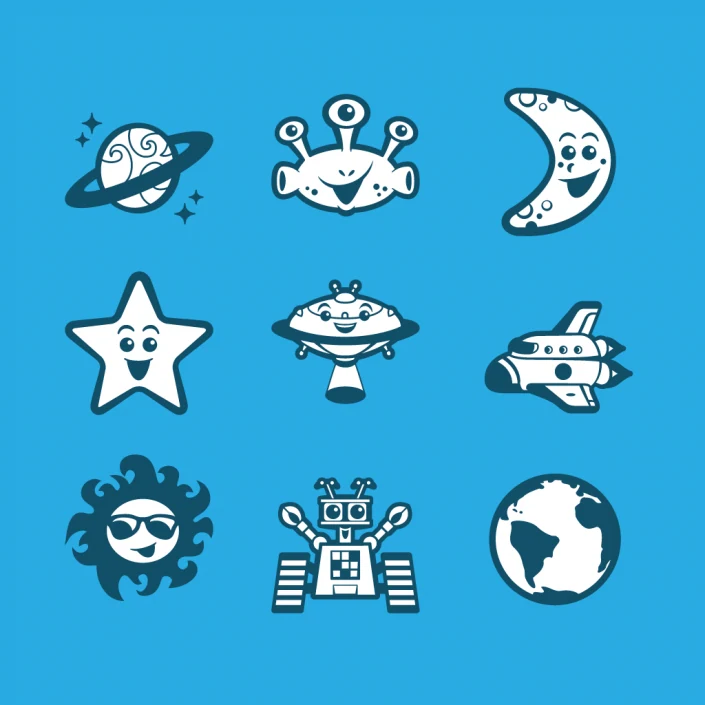 Vector cartoon space avatar icon set design Vector cartoon space avatar icon set design