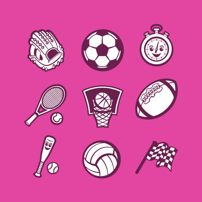 Vector cartoon sport avatar icon set design Vector cartoon sport avatar icon set design