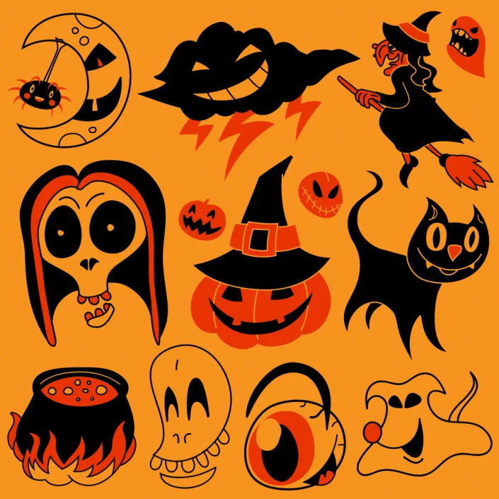 Vector halloween characters icon set design Vector halloween characters icon set design