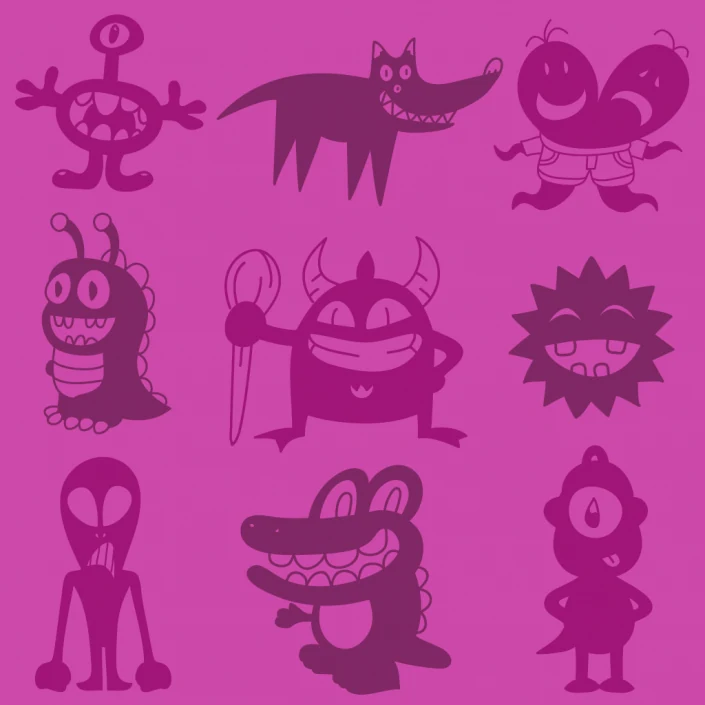 Vector cartoon monsters icon set design Vector cartoon monsters icon set design