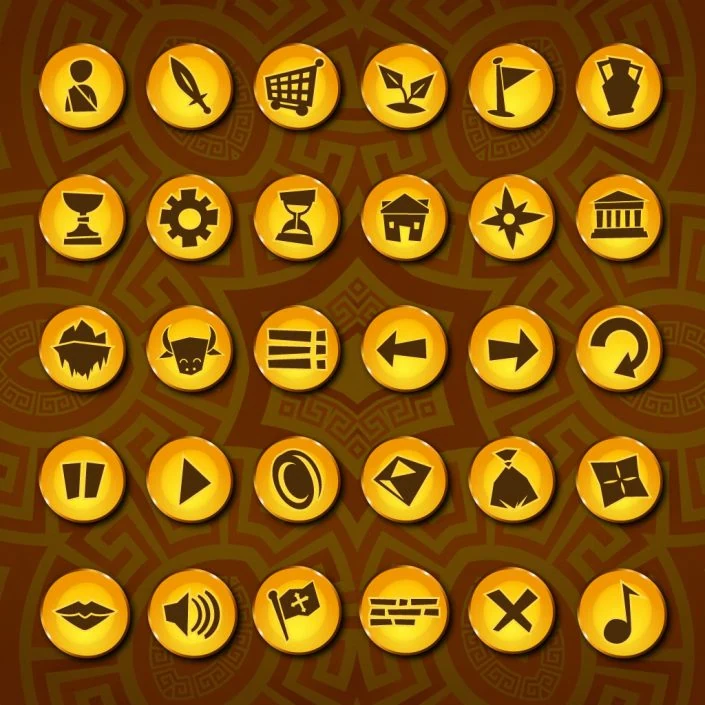 Vector ancient greek style icon set design Vector ancient greek style icon set design