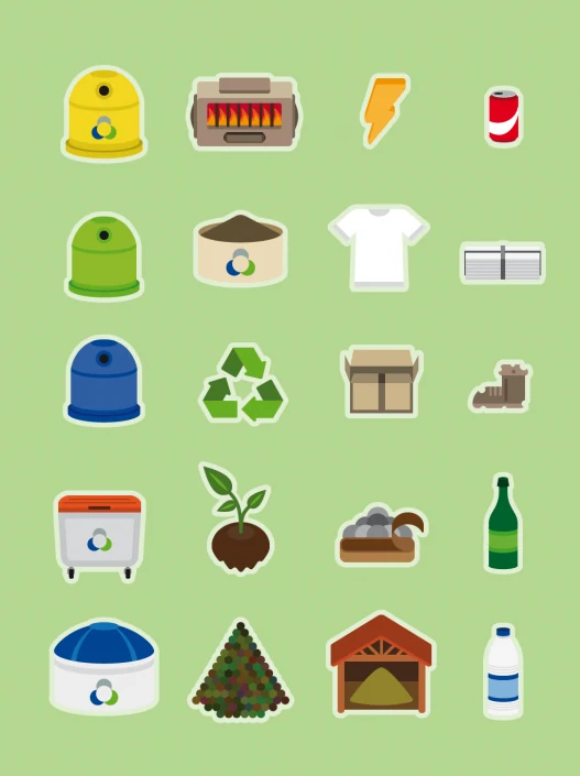 Vector icon set of recycling design elements