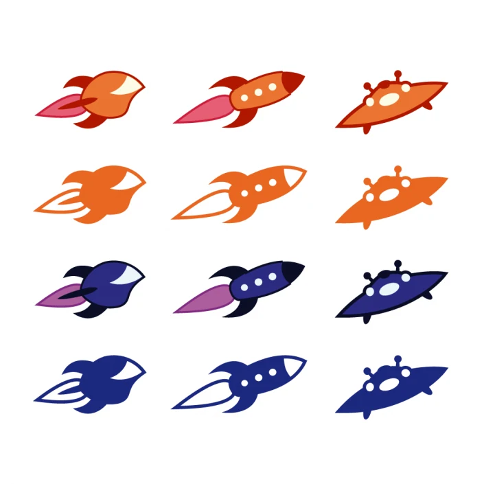 Vector spaceships ufo icon set design Vector spaceships ufo icon set design