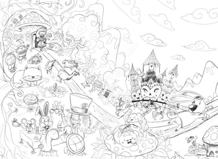 Alice in Wonderland digital drawing sketch Alice in Wonderland digital drawing sketch