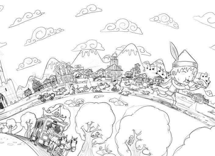 Pied Piper from Hamelin digital drawing sketch Pied Piper from Hamelin digital drawing sketch