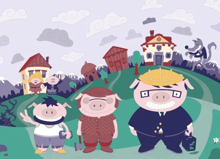 3 Little pigs 3 Little pigs digital vector illustration